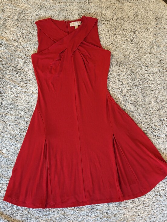 MICHAEL Michael Kors Dresses & Skirts - MICHAEL Michael Kors Red Twist-Neck Flared Dress Sz 4